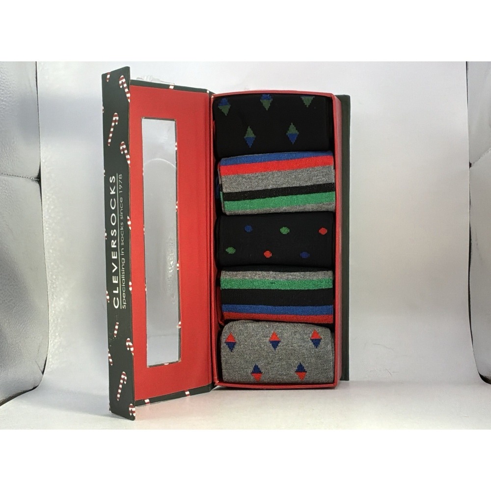 Clever socks 5 Pairs U.s.‎ Size 10 - 13 Made In India Christmas Box
